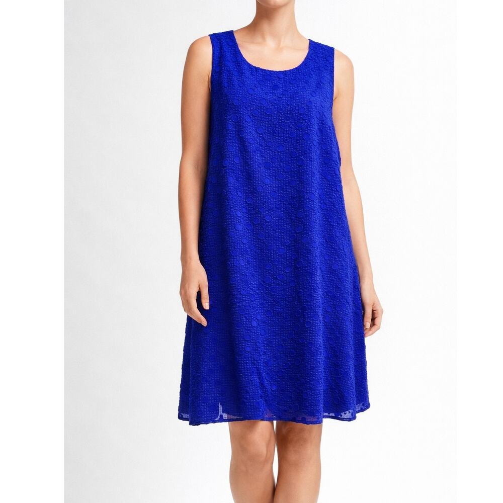 DKNY Womens Blue Sleeveless Round Neck Knee Length Sheath Lace Dress Size 14 New